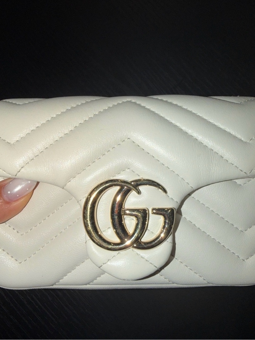Gucci Cream Quilted Mini Bag with Gold GG Hardware